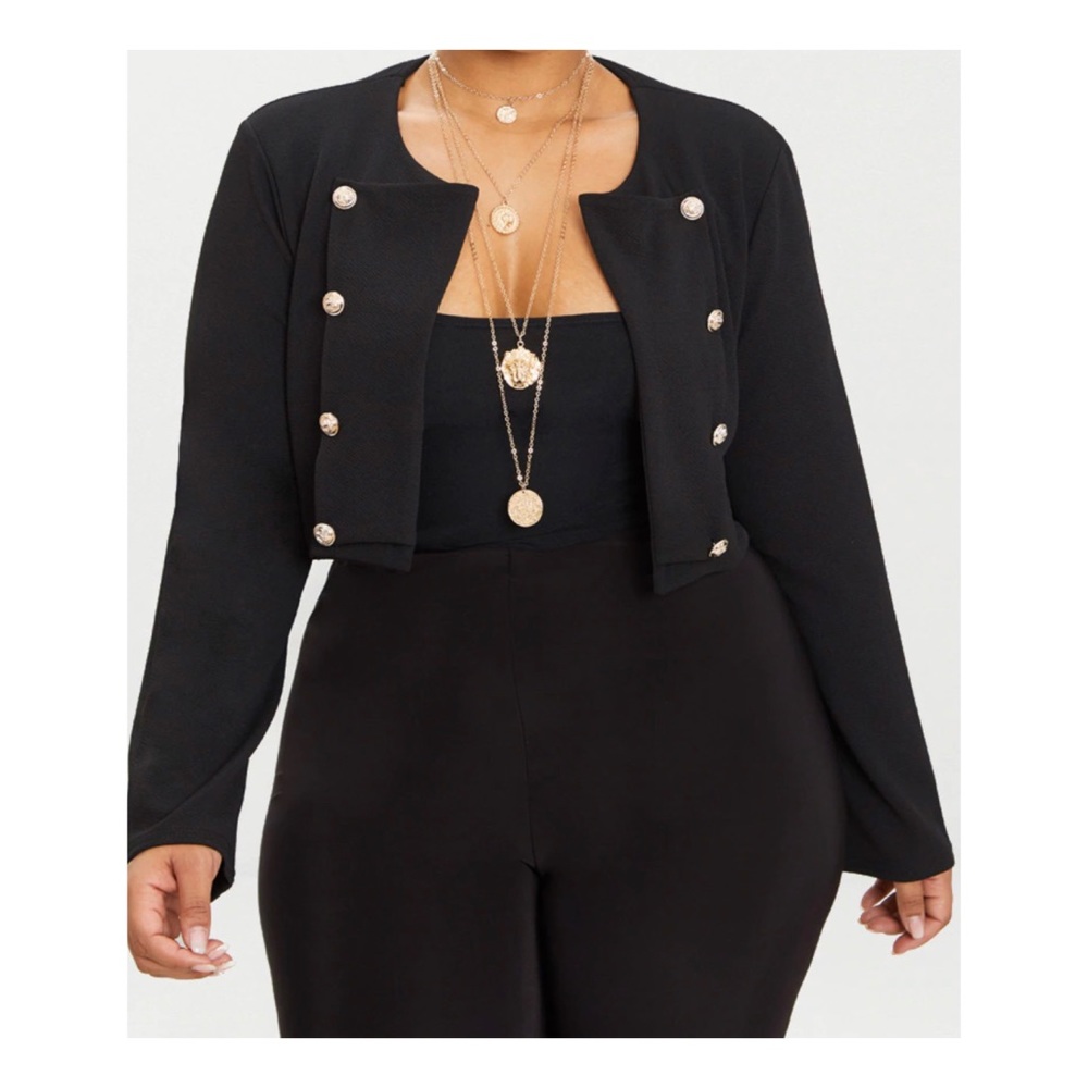 Black Military Cropped Jacket